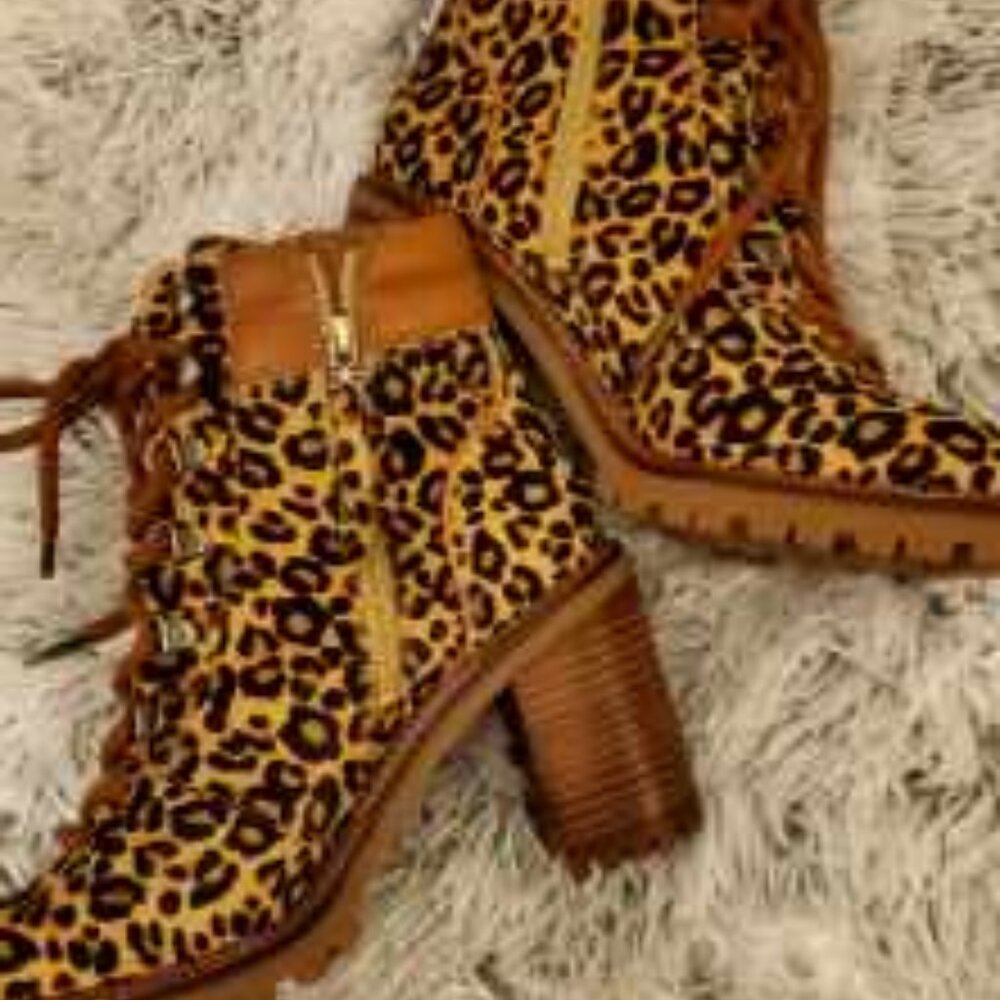 Sam Edelman, Sade Genuine Calf Hair Lace-up Boot, Size 8.5